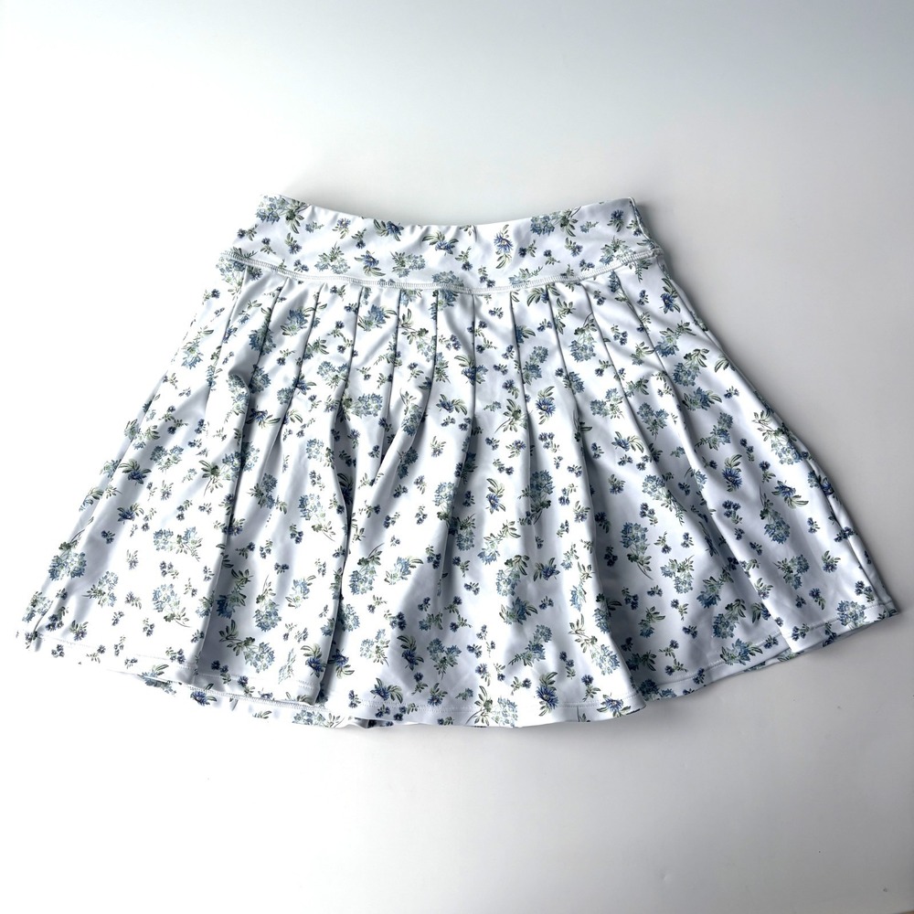 Sage Collective Pleated FLoral Tennis Skort Womens Sz M Blue White Ditzy Cottage